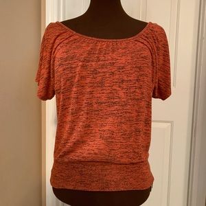 Bcc knit shirt with racer back accent crop sleeves